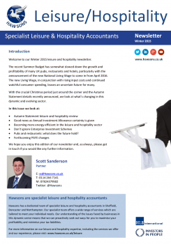 Leisure and Hospitality Winter 2015 sector newsletter