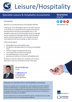 Leisure and Hospitality Spring 2016 sector newsletter